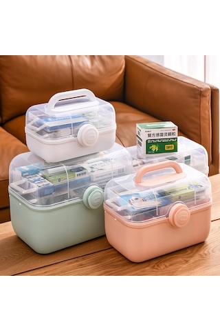 Mengtuo Ev Büyük Kapasiteli Çok Katmanlı İlaç Kutusu Acil Tıbbi Depolama İlaç Kutusu Beyaz Orta Set Beyaz Orta