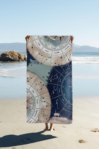Dijital Baskı Plaj Deniz Havlusu Astroloji Desenli Peştamal Hvl0056 Renkli
