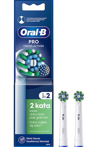 Oral-B Cross Action X-Filament Şarjlı Diş Fırçası Yedek Başlığı Beyaz 2'li