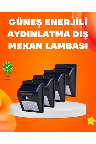 Montajlı Güneş Enerjili Duvar Tipi Aydınlatma - 8 Saat Çalışma Süresi Renkli