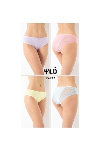 Kadın Dantelli 4'lü Paket Karışık Renk Külot Asorti-3 C7t0n0o408 001