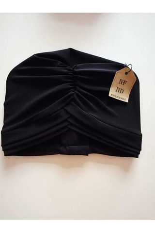 Üç Bantlı Bone Dış Bone Hijab Tesettür Siyah Hazır Sandy Kumaş Çok Renkli