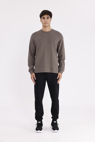 Rowinger Yatay Dokulu Ottoman Yüzey Tonal Logo Detaylı Bisiklet Yaka Standart Kalıp Sweatshirt Antracite
