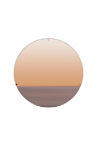 Yuvarlak Ayna Skogsgransen Bakır Rengi, 50 Cm Meridyendukkan Sade Modern Tasarım Bakır