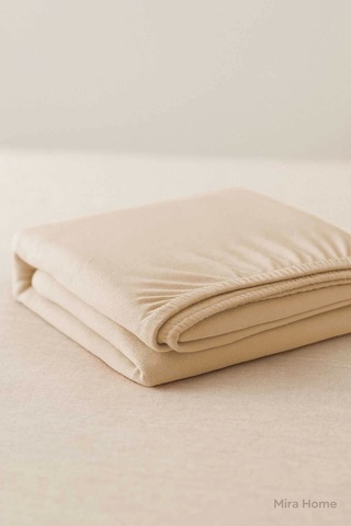 Tek Kişilik Düz Penye %100 Pamuklu Lastikli Çarşaf 100x200 Cm Newsheet Bej Çok Renkli