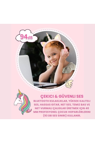 Polham Unicorn 94DB Kulak Pedli Bluetooth 5.3 Kulak Üstü Çocuk Kulaklığı