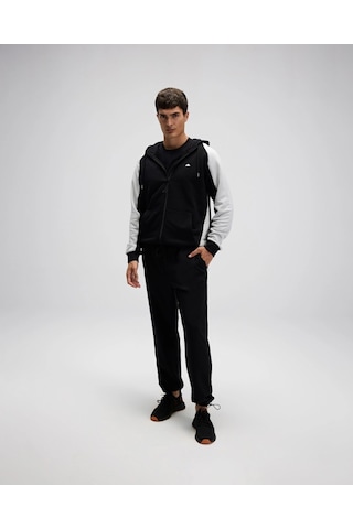 Ellesse Em560 Erkek Siyah Fermuarlı Kapüşonlu Siyah Sweat Siyah