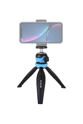 Akıllı Telefonlar, Gopro, Dslr Fotoğraf Makineleri İçin 360 Derece Top Başlı Puluz 20cm Cep Plastik Tripod Dağı Mavi
