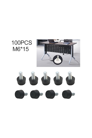 100 Adet Ayarlanabilir Ayak Pedi Mobilya Vida Destek Saplaması, M6x15 Diğer
