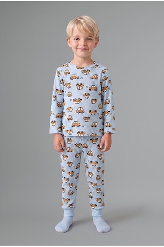 Defacto Araba Desenli Fitilli Kaşkorse 2li Pijama Takımı Erkek Bebek I1432a526aube343 Mavi-be343