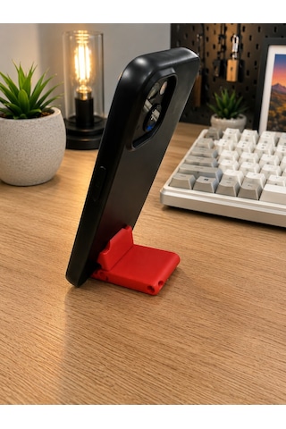 Veriqo 3d Katlanabilir Telefon Standı Mini Telefon Tutucu Katlanır Masaüstü Telefon Standı Anahtarlıklı Kırmızı
