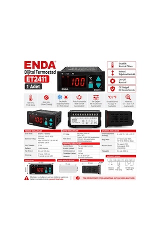 Enda -60...+150 Derece Dijital Termostad 1no-1nc Kontaklı 220 Volt Ntc Prop Uyumu Prop Dahil Değil