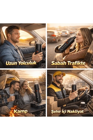 Coofbe Paslanmaz Çelik 470ml Araç Su Isıtıcı Taşınabilir Termos Dijital Ekranlı Araç Su Isıtıcı Kattle siyah