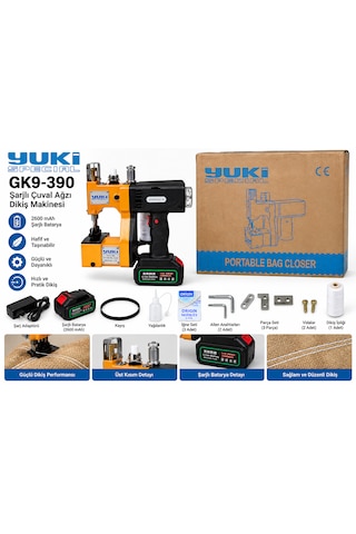 Yuki Çuval Ağzı Dikiş Makinesi Taşınabilir Şarjlı Batarya Gk9-390 2600 Mah 50 Hz / 60 Hz