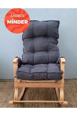 Reyo Home Sallanan Sandalye Minderi Kapitone Çift Cepli Füme