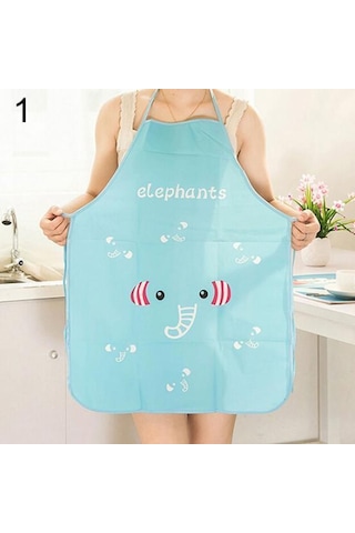 Kadın Sevimli Karikatür Su Geçirmez Önlük Mutfak Restoran Pişirme Önlük Önlükleri Yeşil