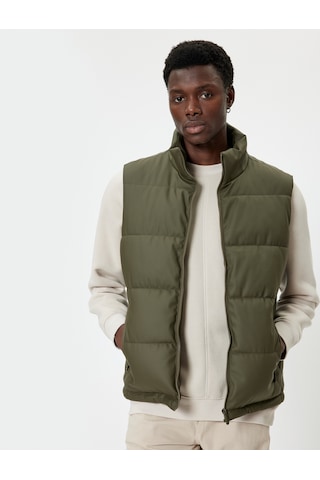 Koton Şişme Yelek Slim Fit Dik Yaka Haki 5wam20045hw Haki