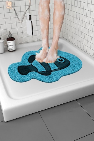 Balık Banyo Paspası Kaymaz Paspas Su Emici Islak Zemin Duş Paspası Kivircik Paspas 40x60 Cm Mavi