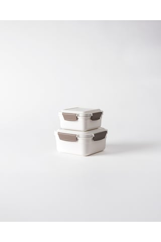 Madame Coco Granada 2'li Kare Saklama Kabı - Soft Ekru - 1300+700 Ml 8684427335987 Çok Renkli