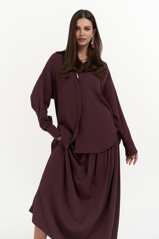 Mai Collection Mai Studios Co. Ginevra Bordo Gömlek Etek Takım Bordo
