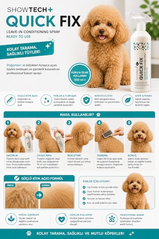 Show Tech+ Quick Fix Köpek Kıtık Açıcı Kolay Tarama Spreyi 500 Ml - Kuru Ve Islak Kullanım