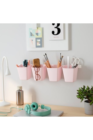 Renk Seçenekli Kutu, Açık Pembe Renk Askılı Kaşıklık 12x11 Cm Çok Amaçlı Düzenleyici