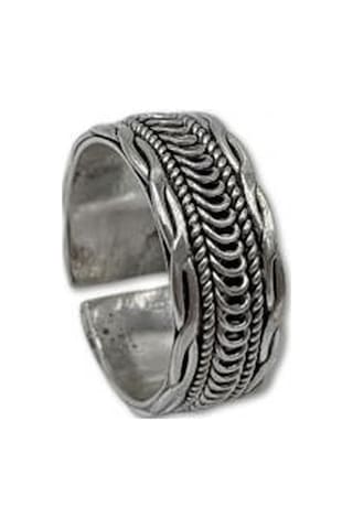 Agakulche Gümüş Ayarlanabilir Erkek Helezon Yüzük Gümüş