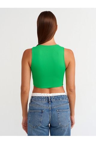 Dilvin Poliamid Crop Top Yeşil