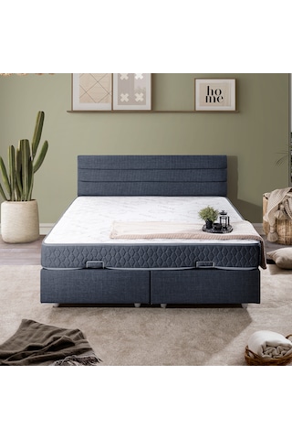 Sofia Çift Kişilik Baza Başlık Letto Yatak Seti - Lacivert 150 x 200