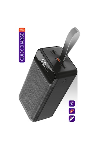Powerway QC60 Siyah PD 22.5W 60.000 mAh Hızlı Şarj Kamp Powerbank