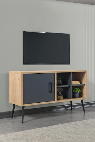 3109 Şile Metal Ayaklı Metal Kulplu 100 Cm Tv Ünitesi - Antrasit Safir Antrasit - Beyaz