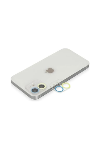 Mey İthalat Apple Uyumlu iPhone 12 Renkli Kamera Lens Koruma Cam - Sarı-mavi