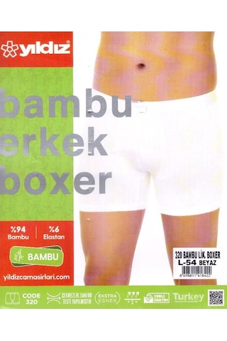 Yıldız 3'lü Beyaz Bambu Erkek Boxer 320