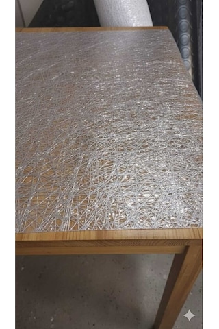 140 X 52 Cm Silinebilir Lüks Masa Örtüsü Şeffaf Hasır Desen Gri P Çok Renkli