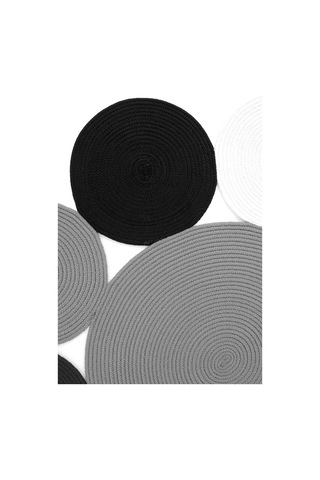 Cool Halı Luke 849 Siyah Beyaz Oval Halı Paspas Bohem Örgü Hasır Kilim Mutfak Balkon Banyo Halısı