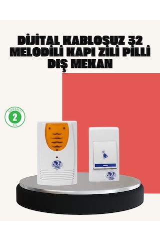 Wireless Kapı Zili Pratik Ve Zahmetsiz Günlük Kullanım 2 Yıl
