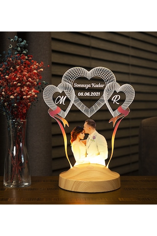 Sevgililere Özel Resimli Yıldönümü Hediyesi, Fotoğraflı Aşk Hediyesi 3D Led Lamba, Fotoğraflı 14 Şubat Sevgililer Günü Hediyesi Gece Lambası