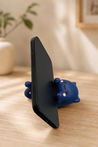 Kedi Figürlü Telefon Standı Masa Üstü Telefon Tutucu Dekoratif Pla Telefon Tutacağı