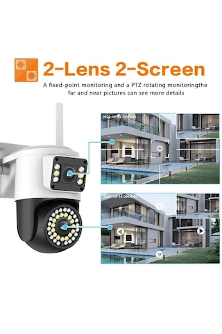 Yeni Çift Lens Kablosuz Ip Kamera Güvenlik Kamerası