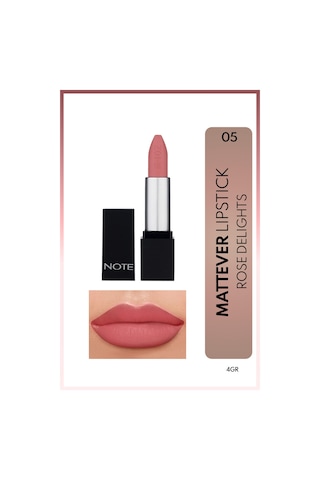 Note Cosmetique Mattever Lipstick Yarı Mat Saten Bitişli Ruj 05 Rose Delights - Pembe