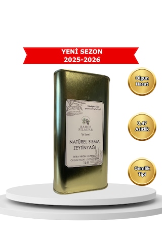 Bahçe Piladar Olgun Hasat Natürel Sızma Zeytinyağı 1 Lt Teneke 2025-2026 Hasat