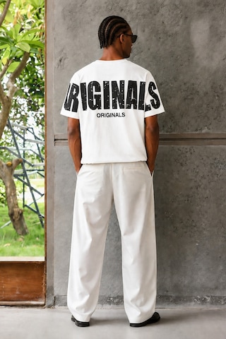 Tarz Cool Originals Baskılı Oversize Erkek Tişört Süprem %100 Cotton Beyaz