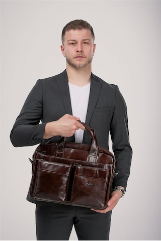 Ççs 71472 Hakiki Deri Evrak Çantası Kahve