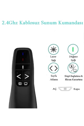 Gaman R400 2.4 GHz USB Kablosuz Lazer Powerpoint Sunum Kumandası