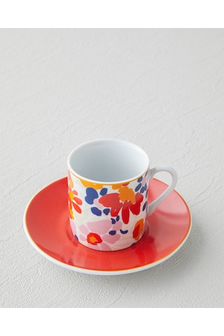 English Home Fabele Porselen 4 Parça 2 Kişilik Kahve Fincan Takımı 80 Ml Renkli Renkli