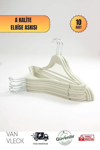 10'lu Siyah, Beyaz, Kahve Plastik Askı Seti Dayanıklı Kıyafet Askıları, Ev Ve Ofis Kullanımı İçin Beyaz