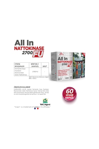 Camrusepa All In Nattokinaz 2700 Fu 60 Kapsül