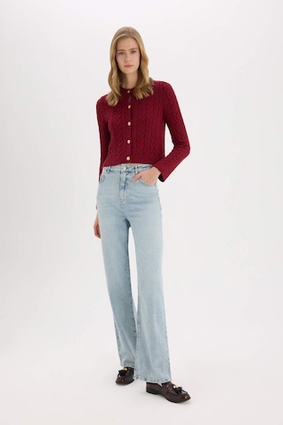 DeFacto Regular Fit Bisiklet Yaka Selanik Örgü Desenli Basic Düz Triko Hırka C9044AX25SPBR285 Bordo
