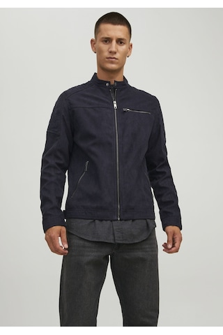 Jack & Jones Suni Deri Ceket 12147218 Jet Black Lacivert - Siyah