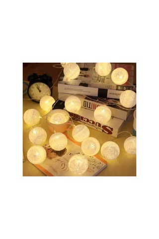 Işıklı Top Şeklinde Dolama Beyaz Led Süsleme 10lu Led Pilli
